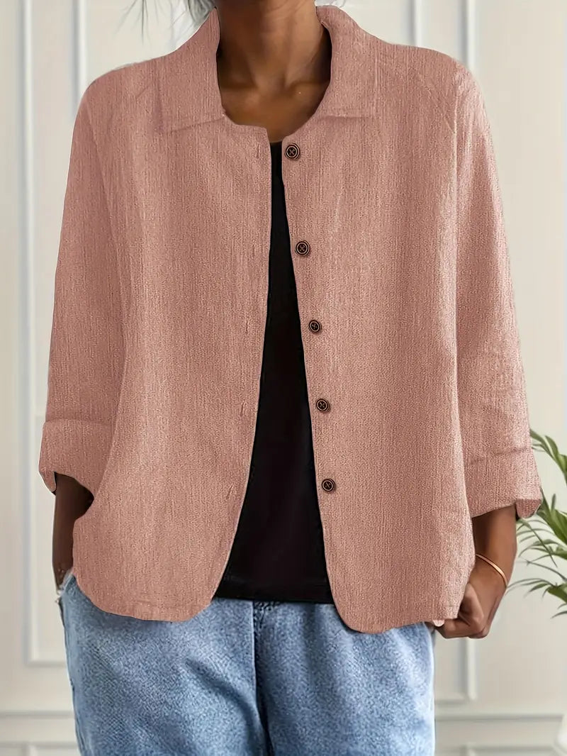 Jane | Amélie Rousseau Sky-Breeze Linen Jacket with Buttons and Casual Elegance