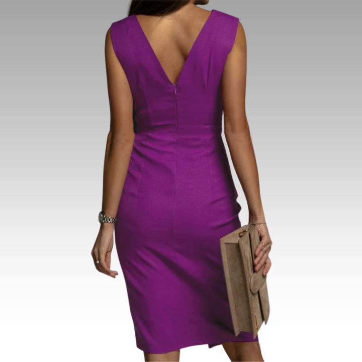 Jane | Elegant Fitted Dress with V-Neck and Slit