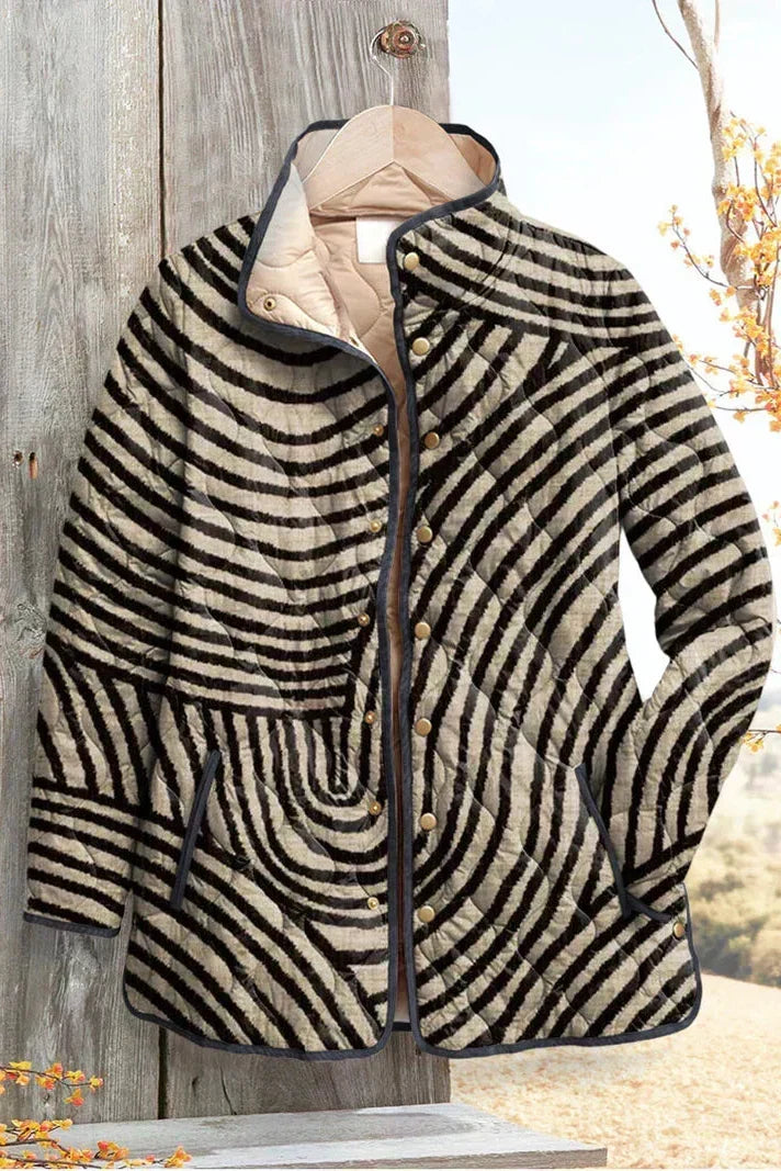 Ortrud™ | Quilted Jacket in Swirling Stripes
