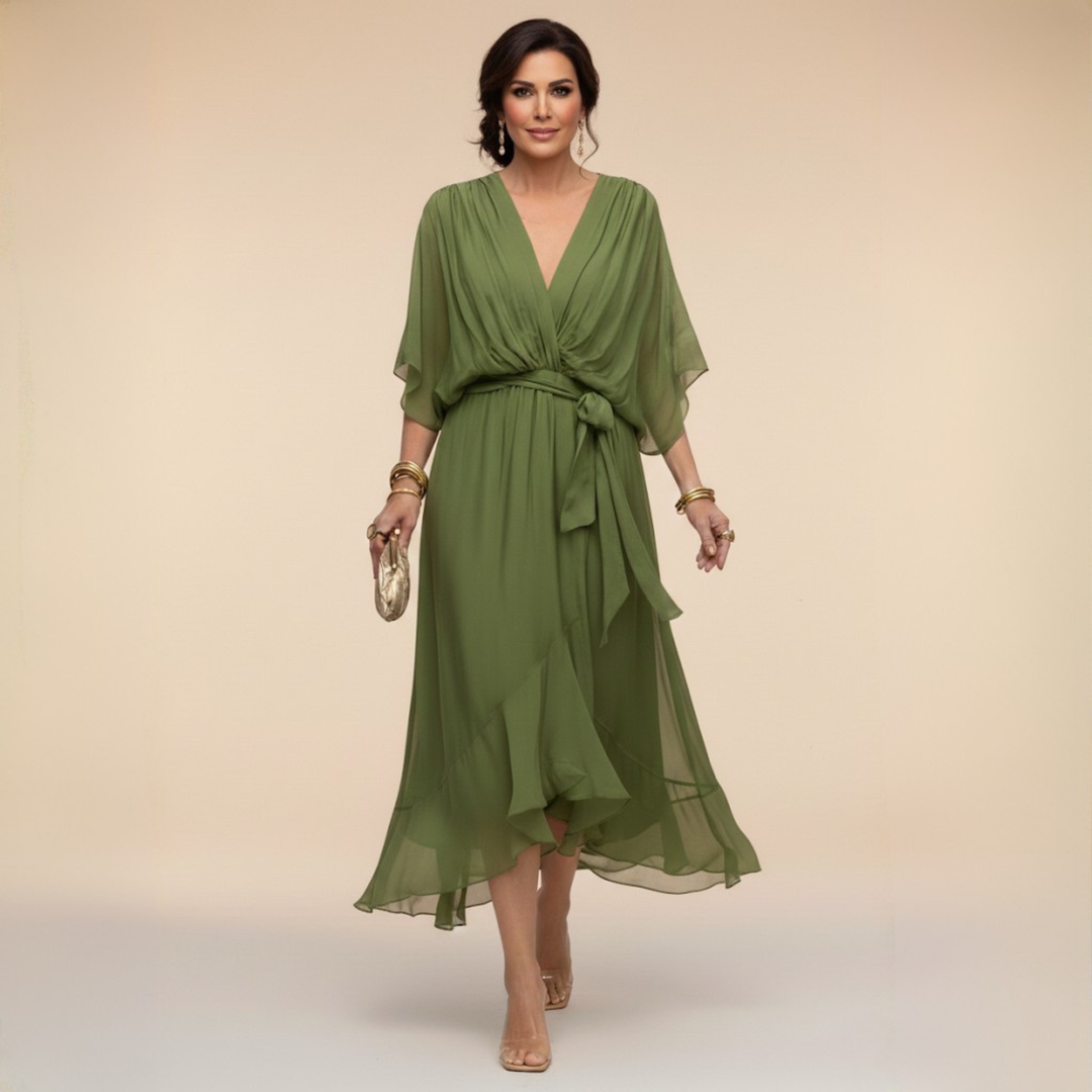 SVEA | Fließendes Midikleid mit V-Ausschnitt