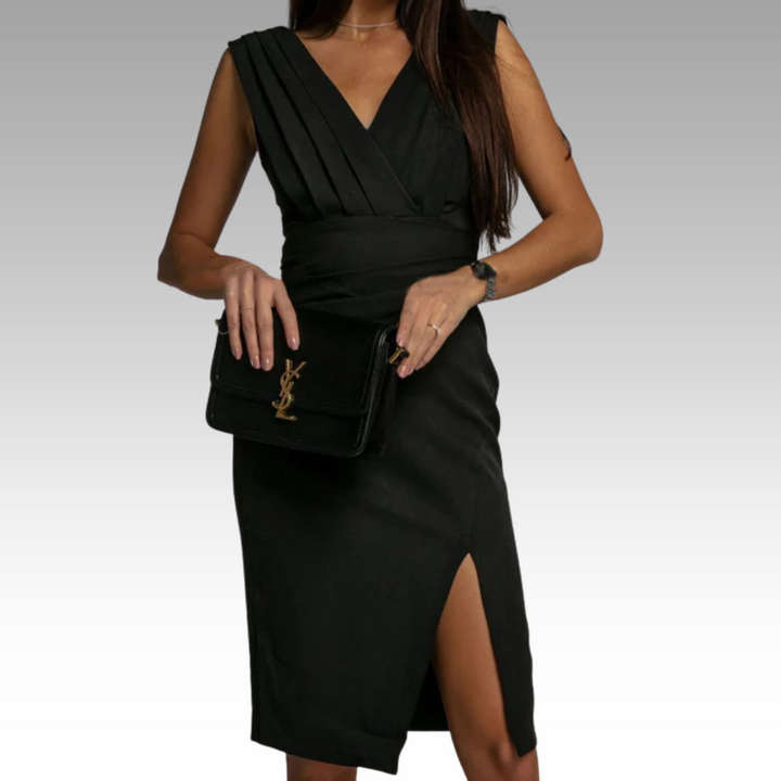 Jane | Elegant Fitted Dress with V-Neck and Slit