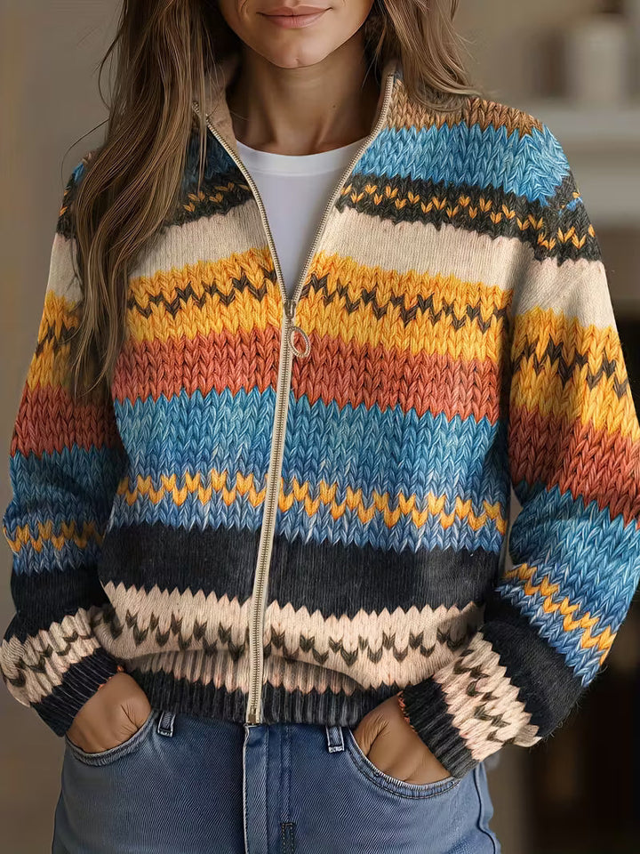 Elke™ | Cardigan in Zigzag Stripes