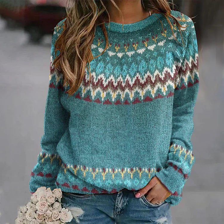Jane | Retro Wave-Pattern Sweater