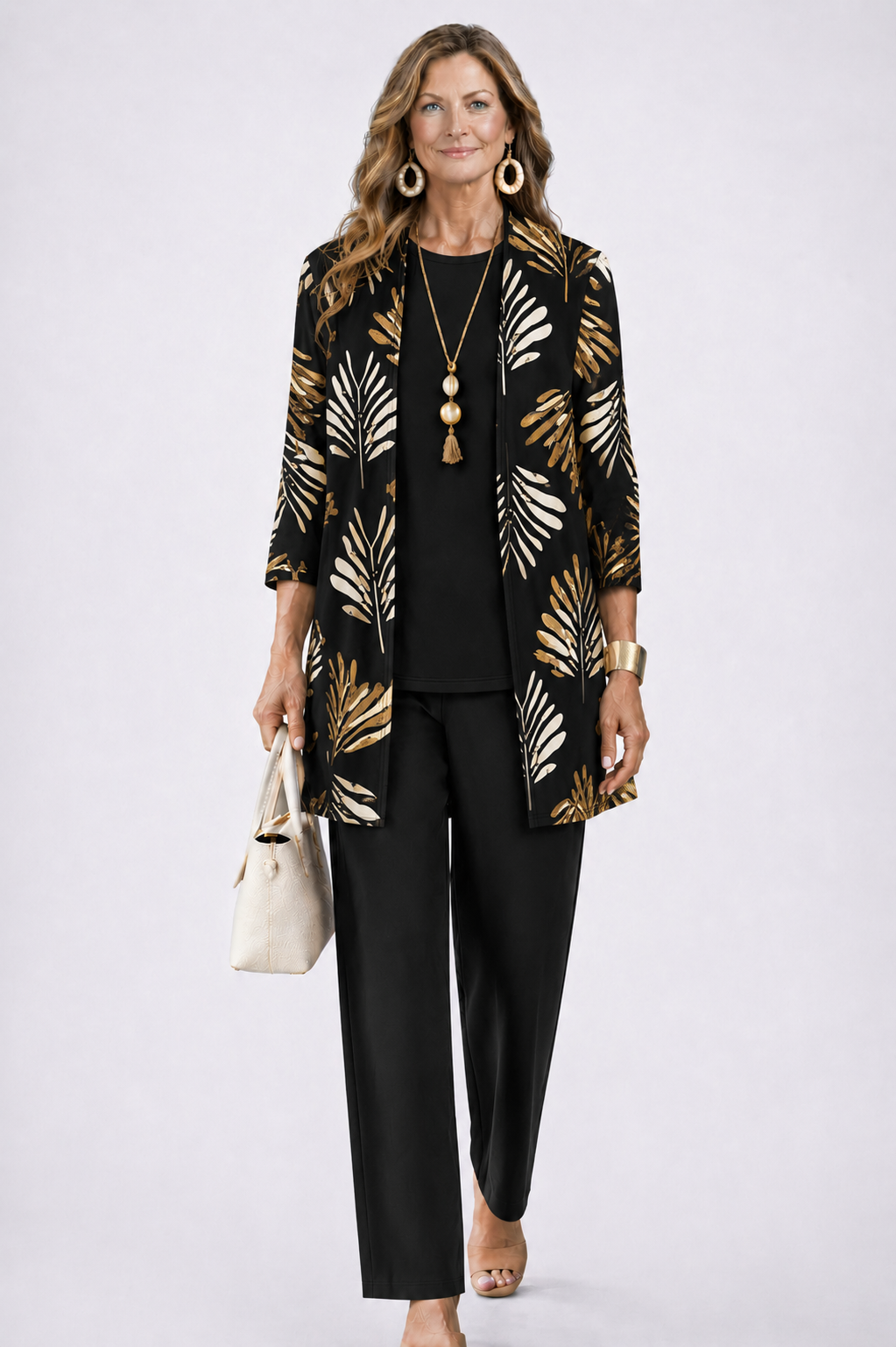 Relaxed Fit Loungewear Set with Cardigan and Wide Trousers