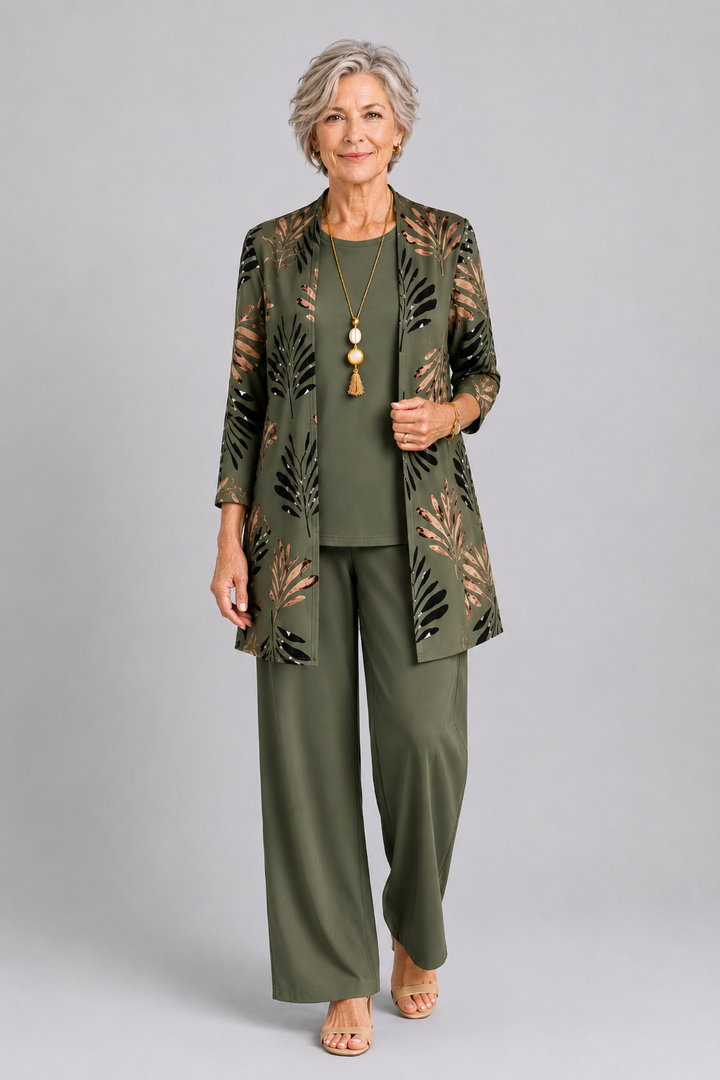 Relaxed Fit Loungewear Set with Cardigan and Wide Trousers