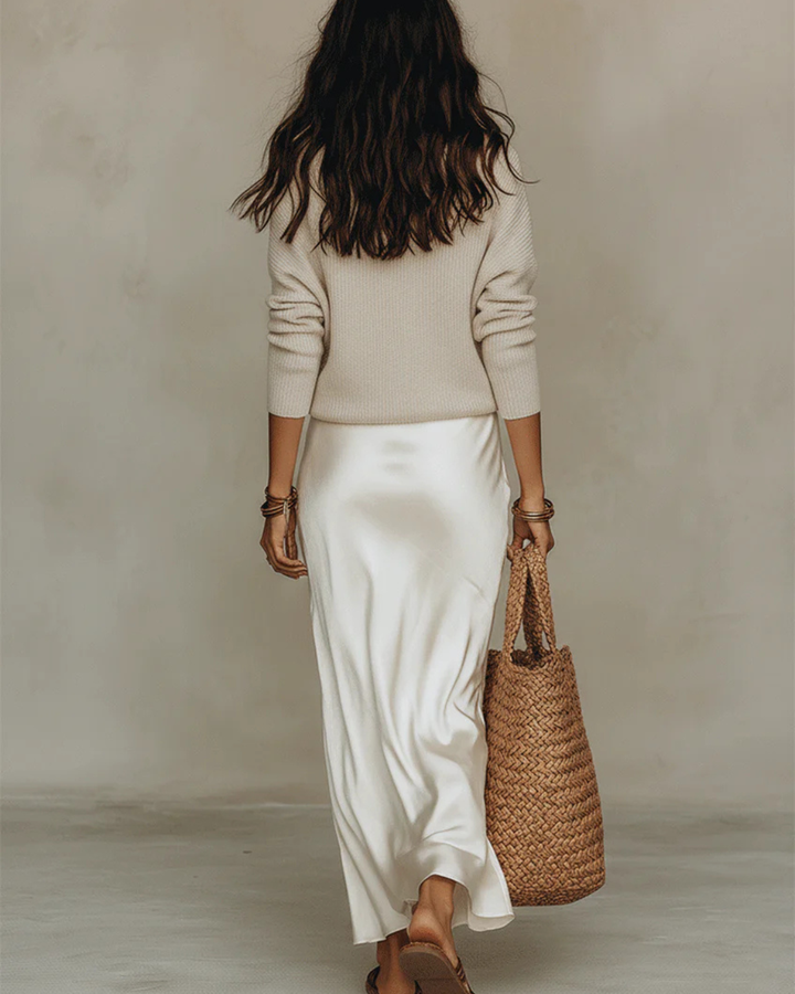 Jane | Satin Dress & Fine-Knit Set