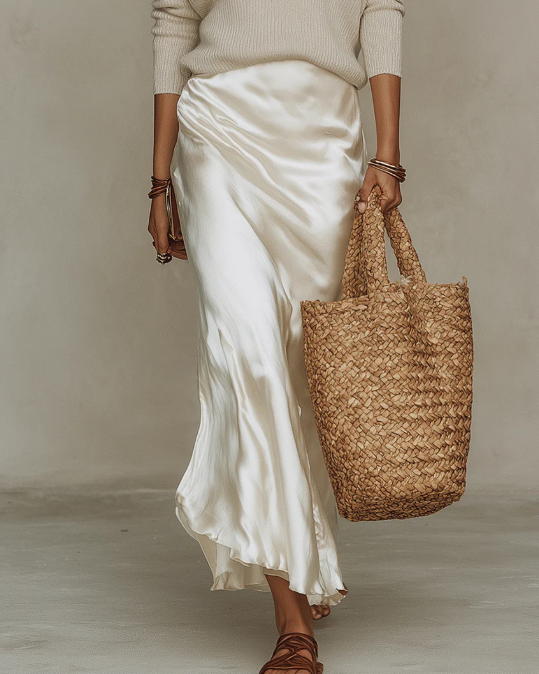 Jane | Satin Dress & Fine-Knit Set