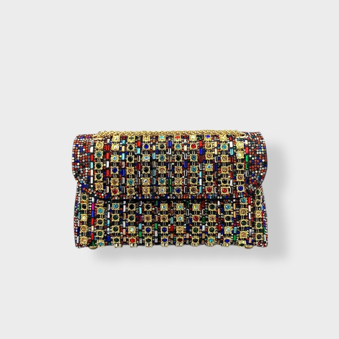 Jane | Chain Shoulder Bag with Colored Diamonds