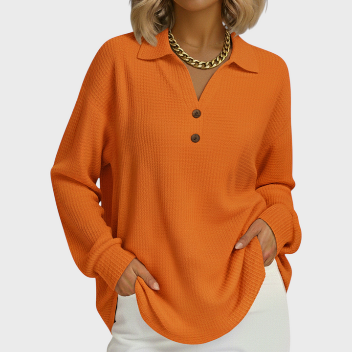 Emilie™ | Sweater in Orange with Collar