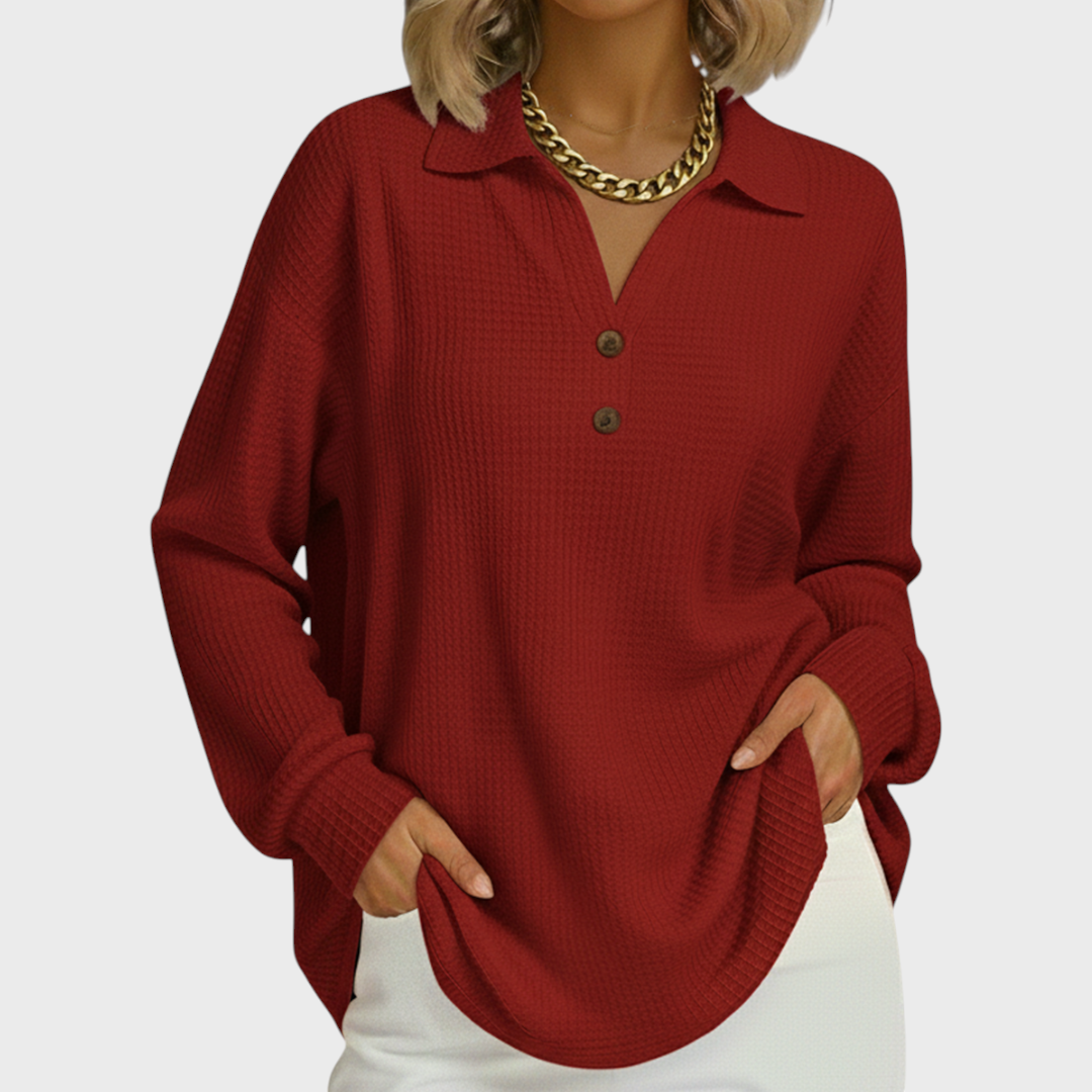 Emilie™ | Sweater in Orange with Collar