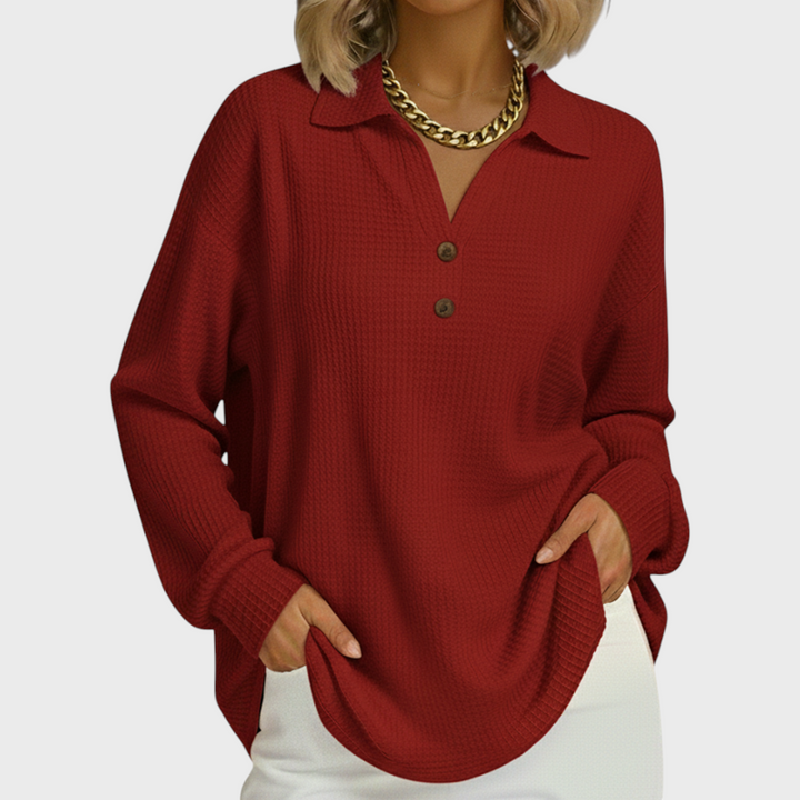 Emilie™ | Sweater in Orange with Collar