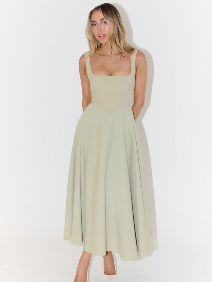 Jane | Elegant Midi Dress with Square Neckline