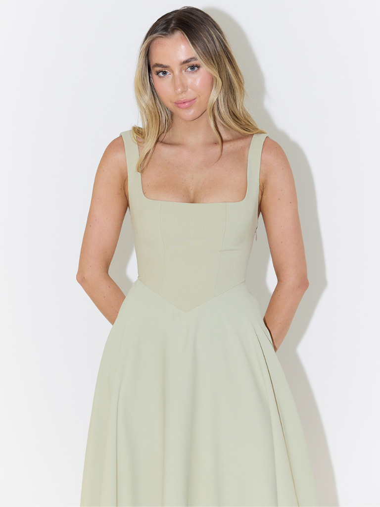 Jane | Elegant Midi Dress with Square Neckline