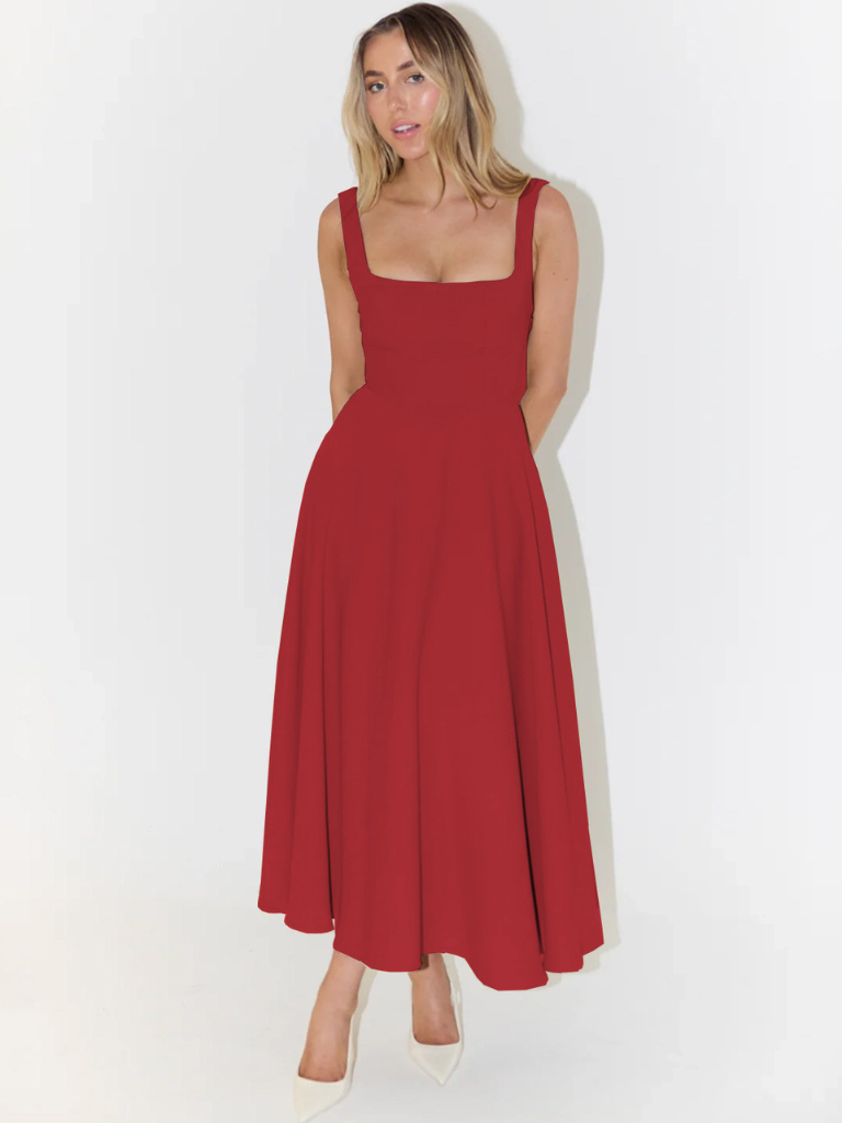 Jane | Elegant Midi Dress with Square Neckline