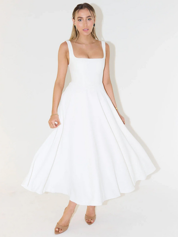 Jane | Elegant Midi Dress with Square Neckline