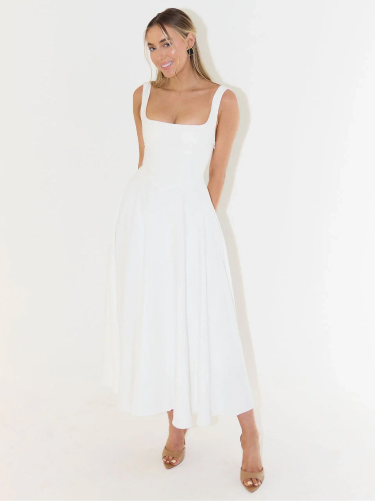 Jane | Elegant Midi Dress with Square Neckline