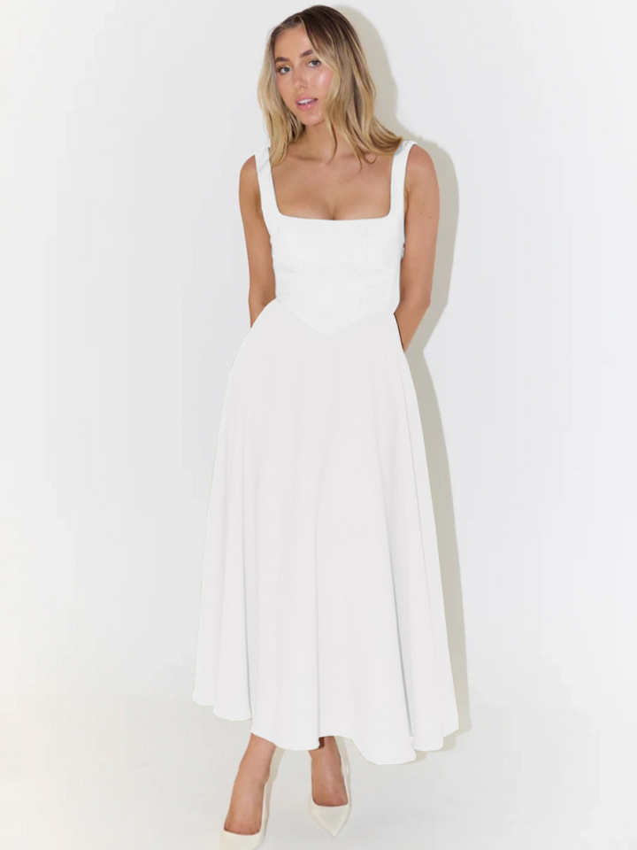 Jane | Elegant Midi Dress with Square Neckline