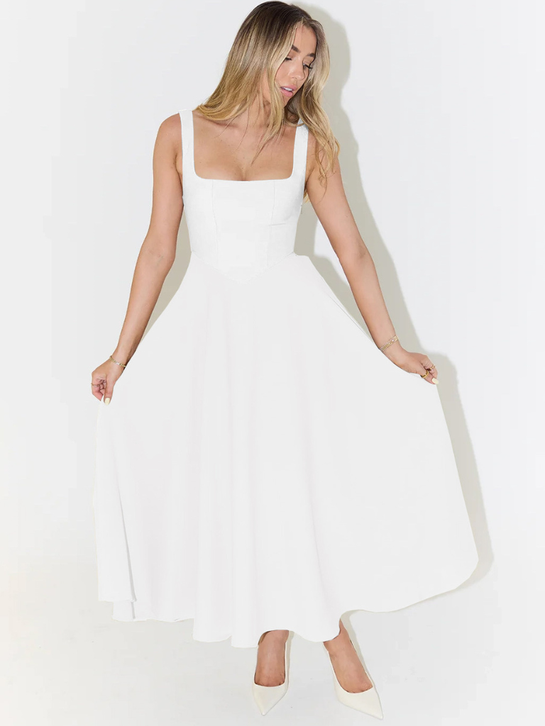 Jane | Elegant Midi Dress with Square Neckline