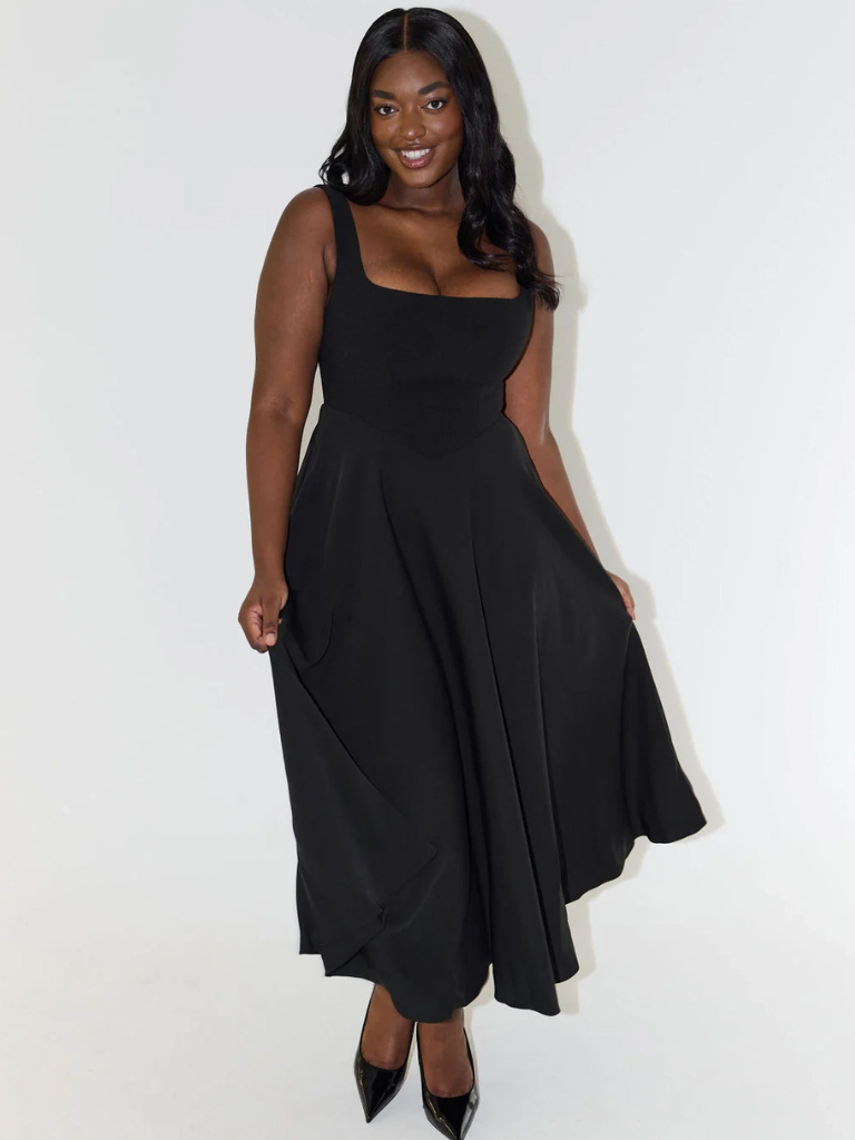 Jane | Elegant Midi Dress with Square Neckline