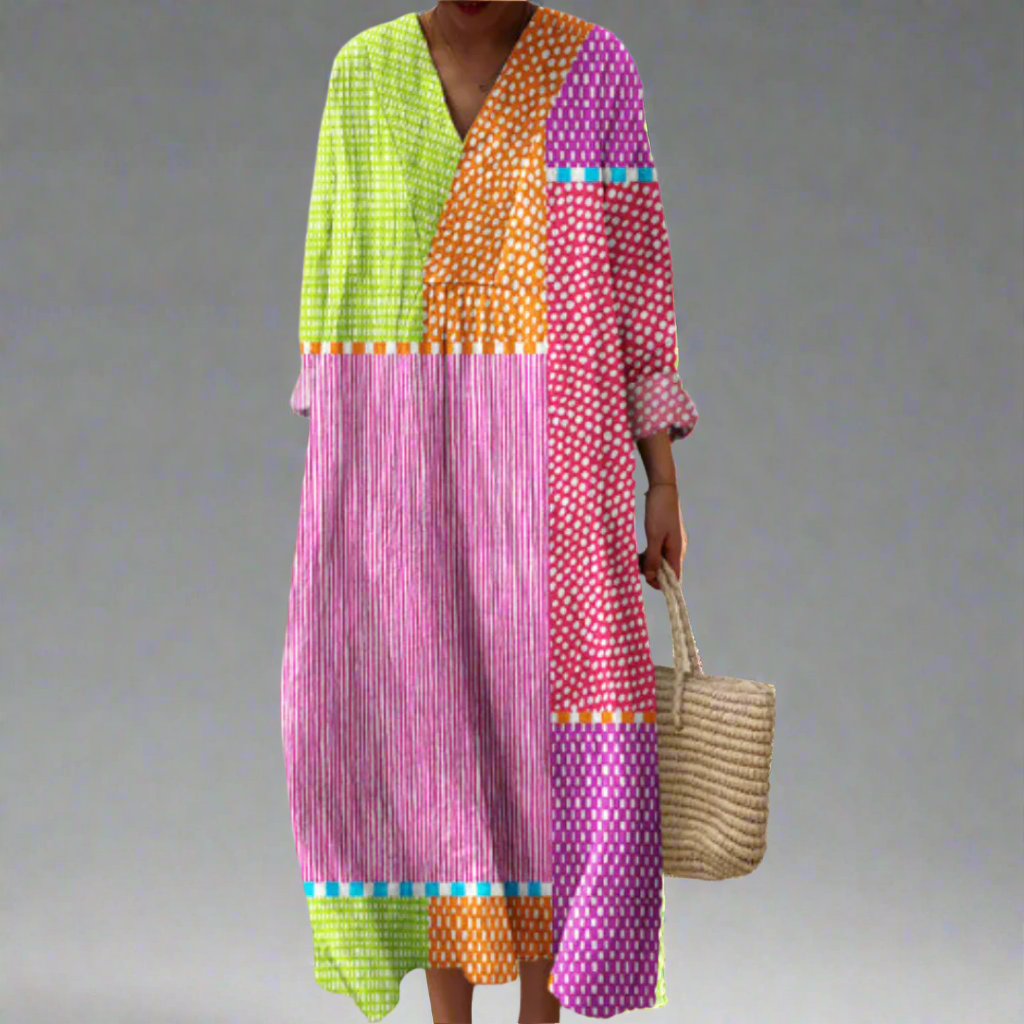SVEA | Maxikleid mit Patchwork und Polka-Dots
