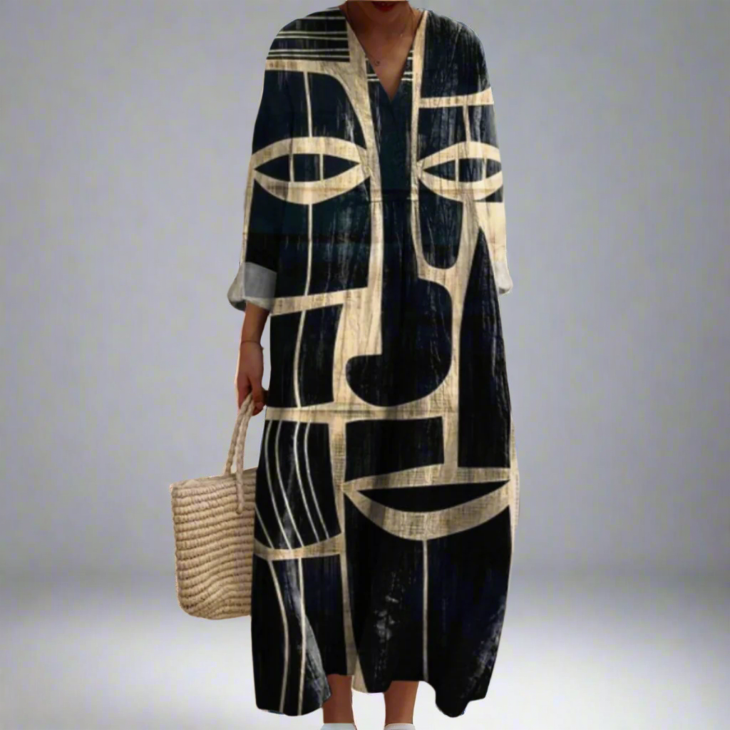 SVEA | Tribal-inspiriertes künstlerisches Midi-Kleid