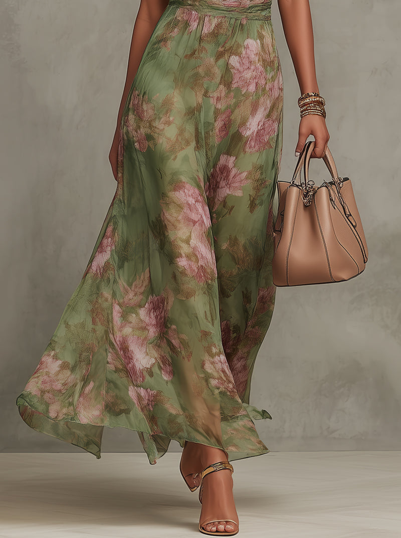 Jane | Maxi Dress with Floral Halter Neck