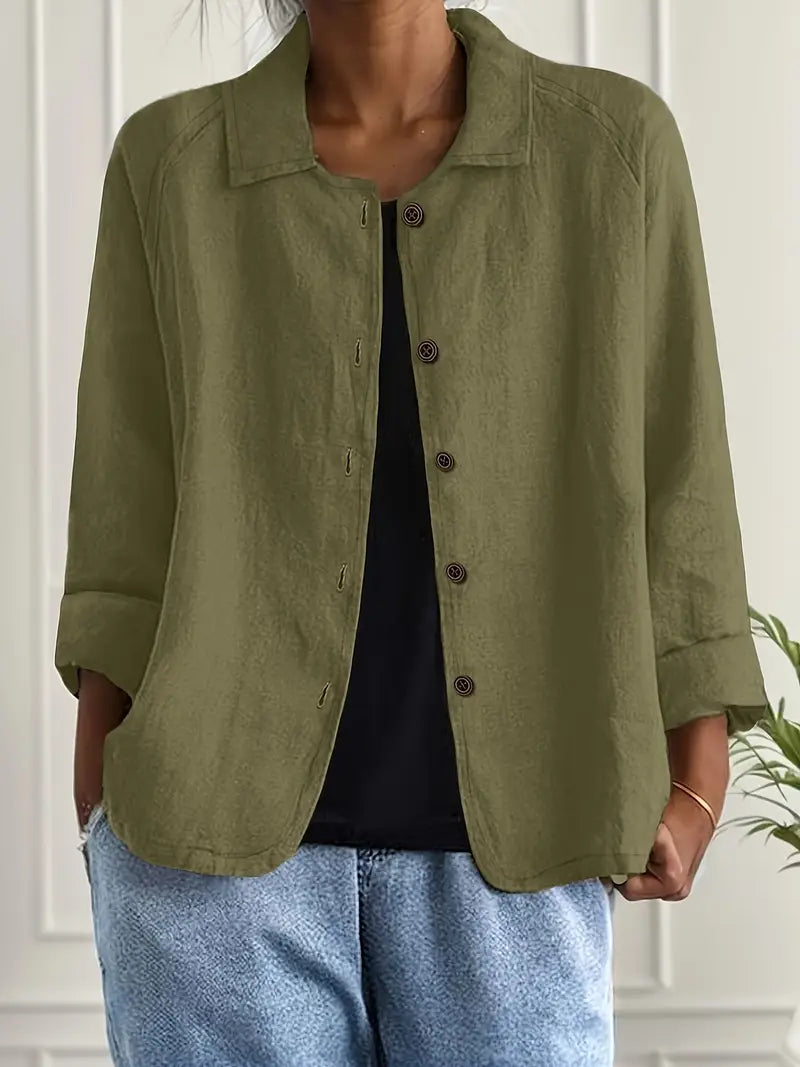 Jane | Amélie Rousseau Sky-Breeze Linen Jacket with Buttons and Casual Elegance