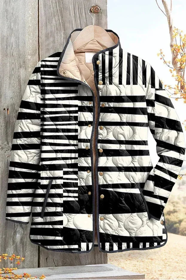 Ulla™ | Quilted Jacket in Mixed Stripes