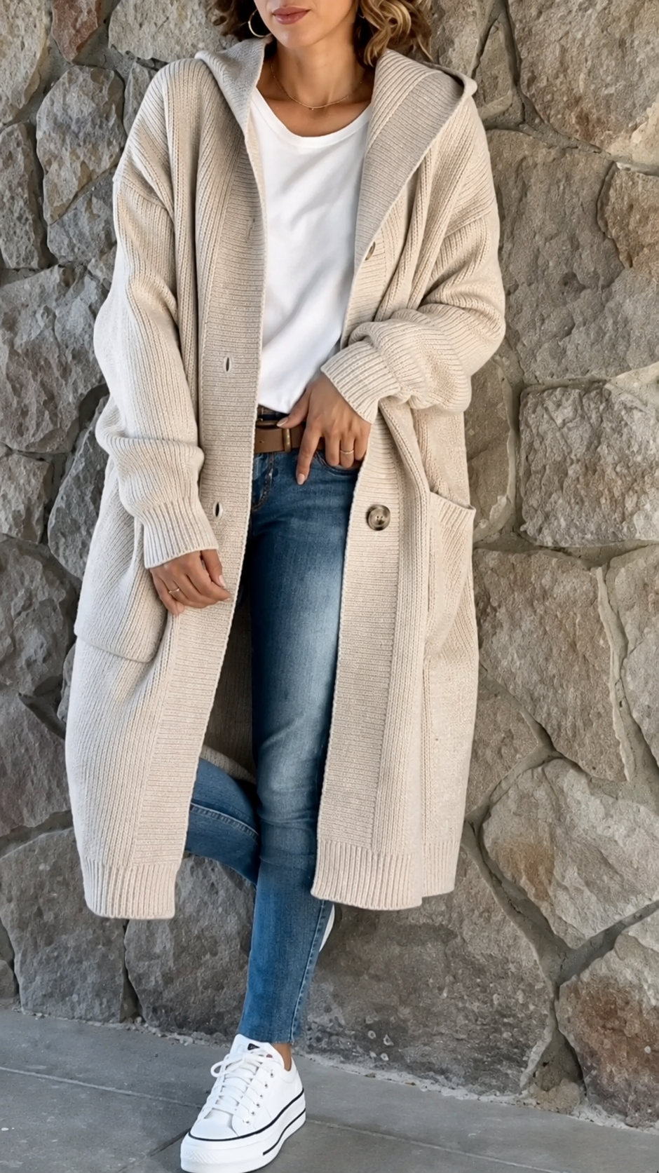 Simone | Long Hooded Cardigan