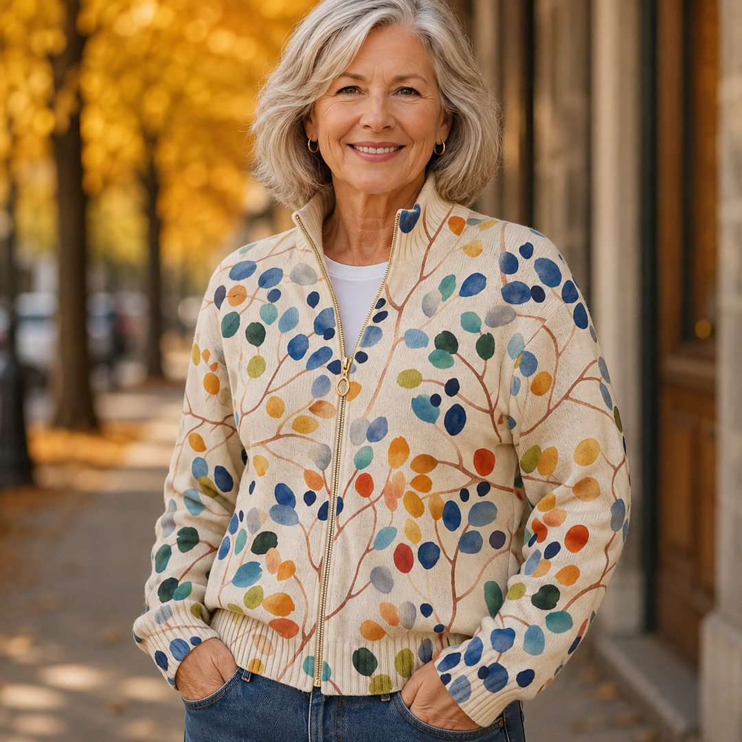 Claudia™ | Cardigan with Watercolour Leaves