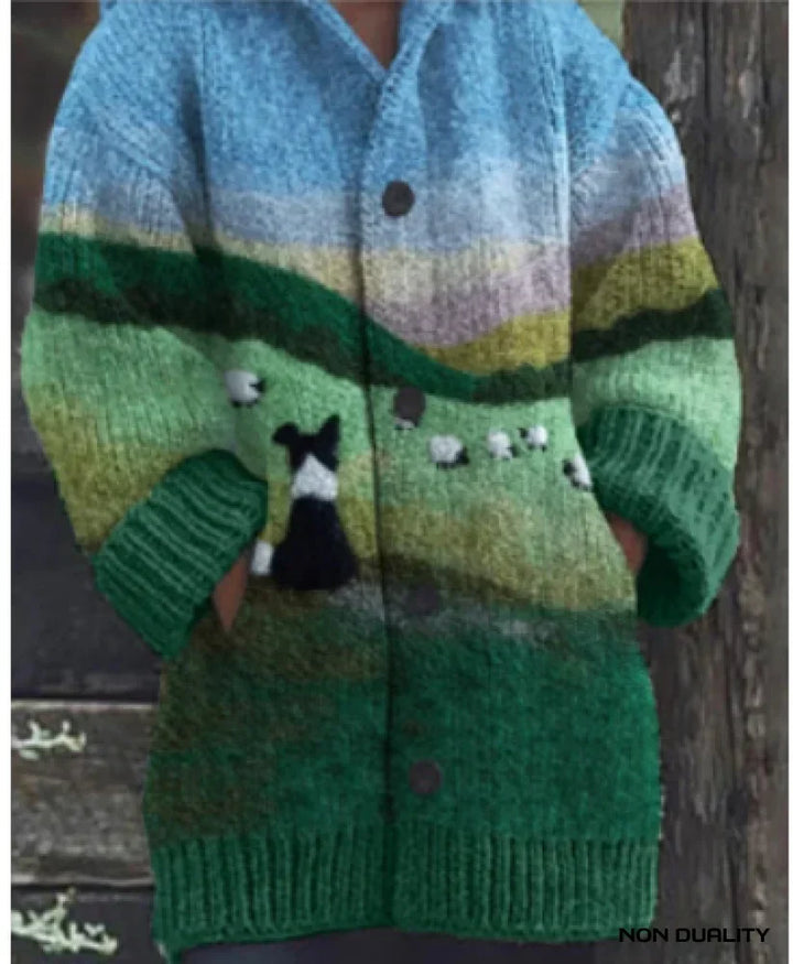 Isabella - Bunt gestrickte Katzen Strickjacke