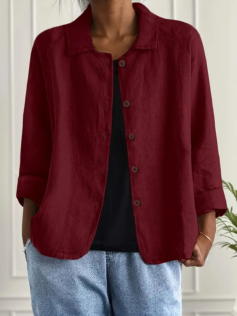 Jane | Amélie Rousseau Sky-Breeze Linen Jacket with Buttons and Casual Elegance