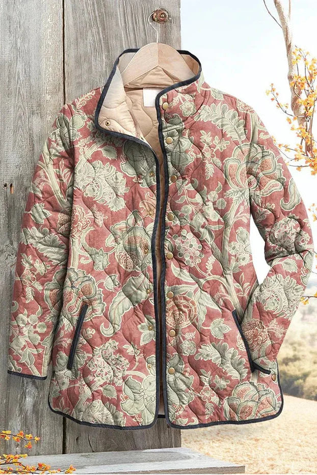 Annika™ | Quilted Jacket with Ornaments in Dusty Rose