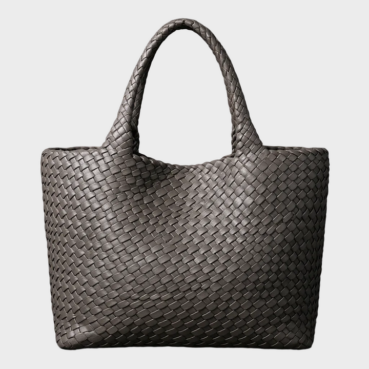 Jane | Woven Shoulder Tote in Microfiber Leather