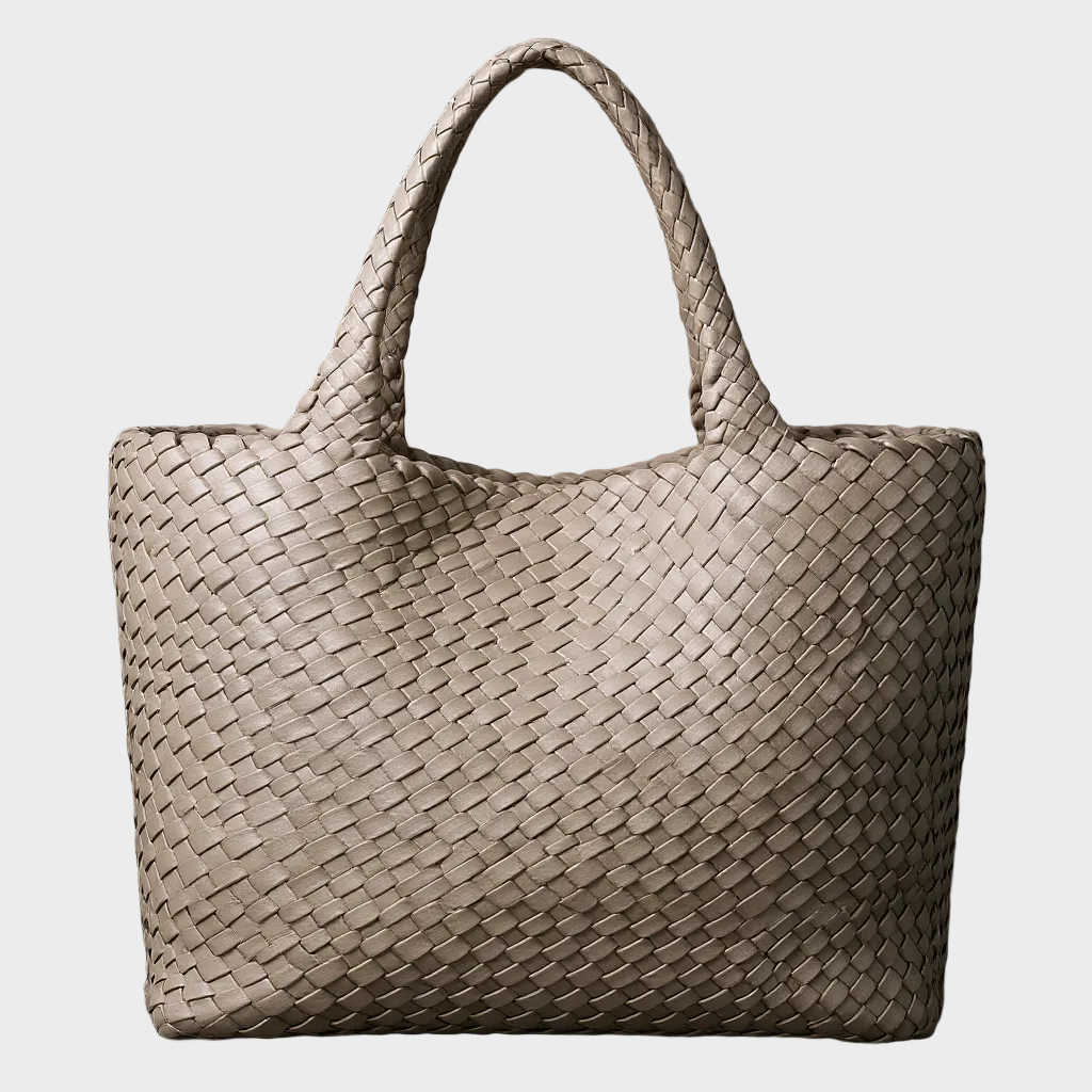 Jane | Woven Shoulder Tote in Microfiber Leather