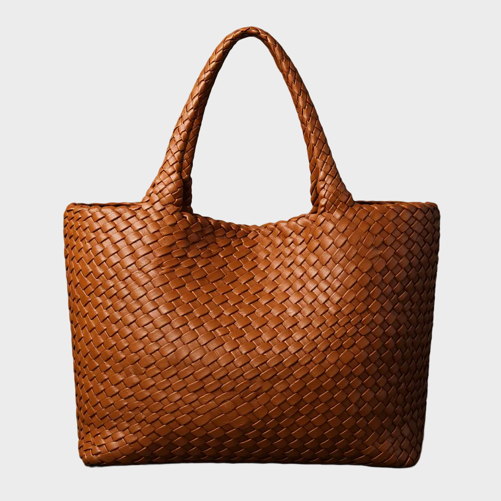 Jane | Woven Shoulder Tote in Microfiber Leather
