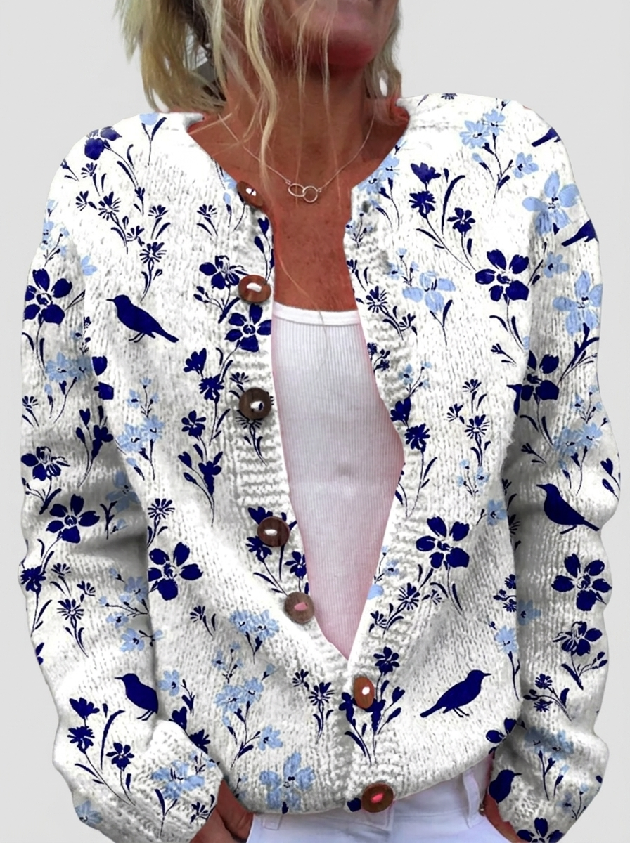 Brigitte™ | Cardigan with Birds & Blossoms
