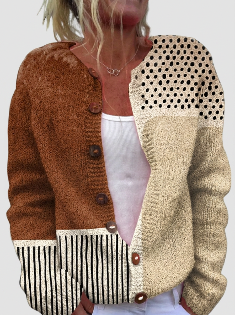 Gisela™ | Cardigan in Patchwork Look