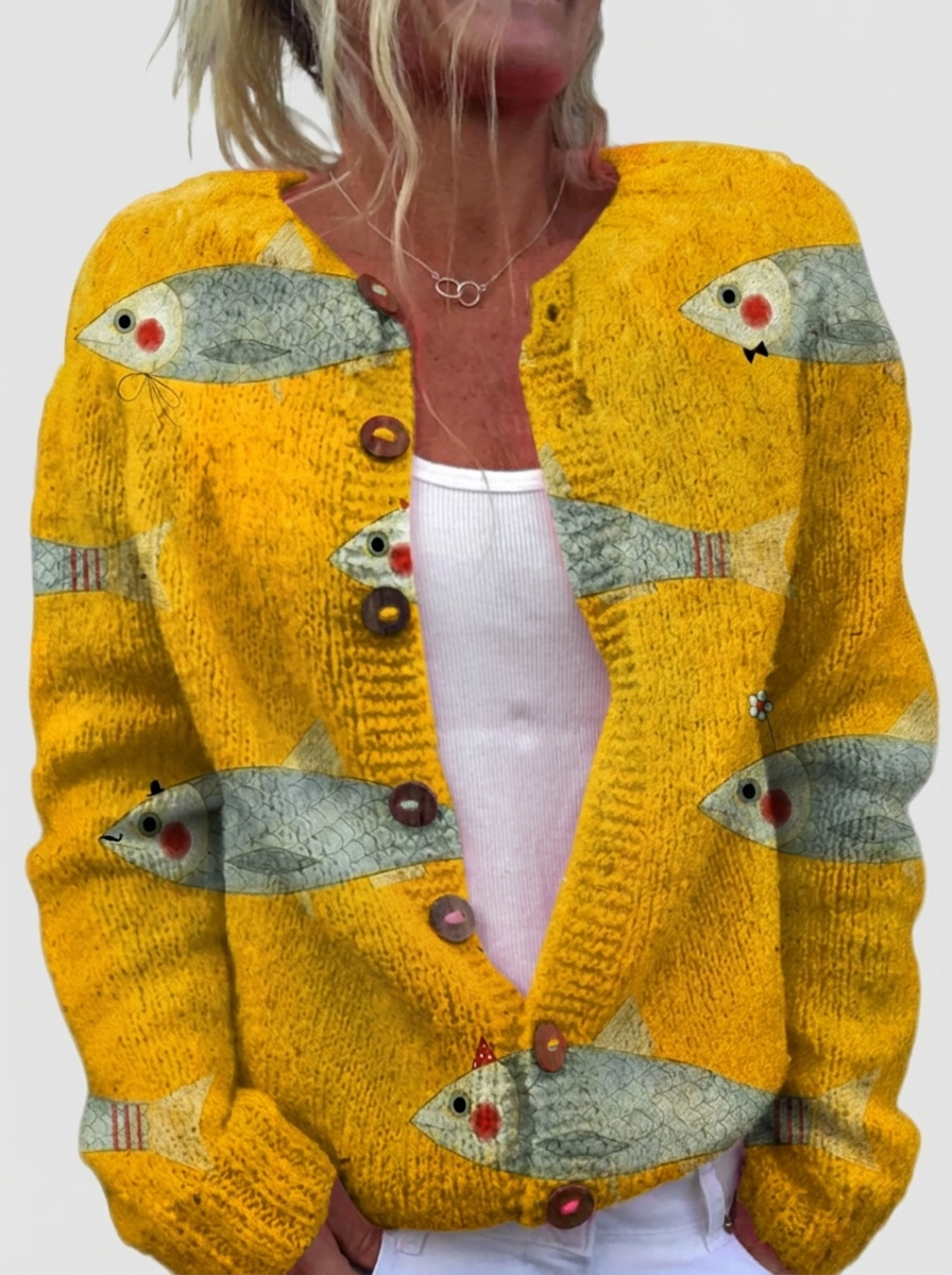 Petra™ | Cardigan with Fish Print
