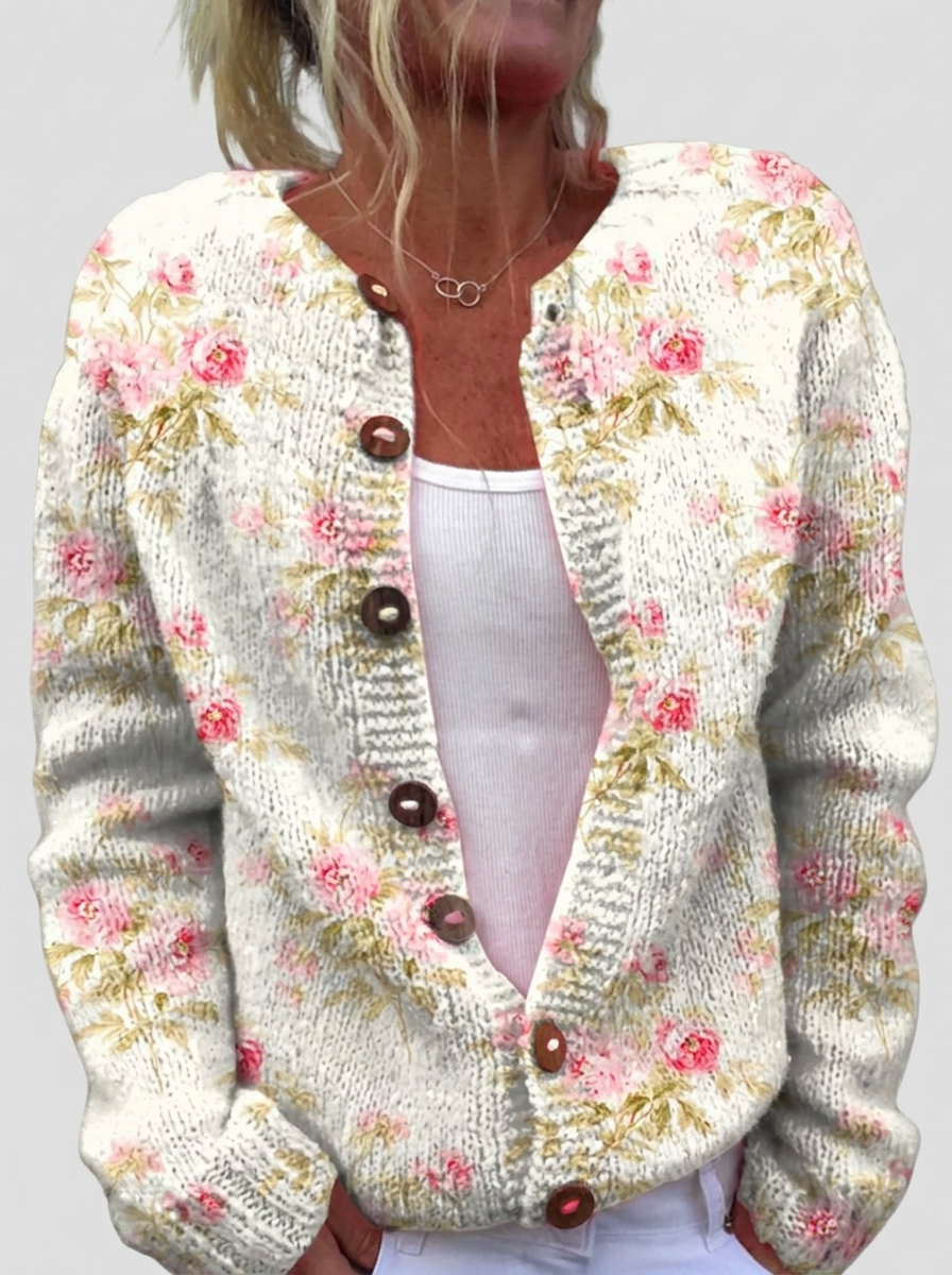 Gabriele™ | Cardigan with Rose Pattern