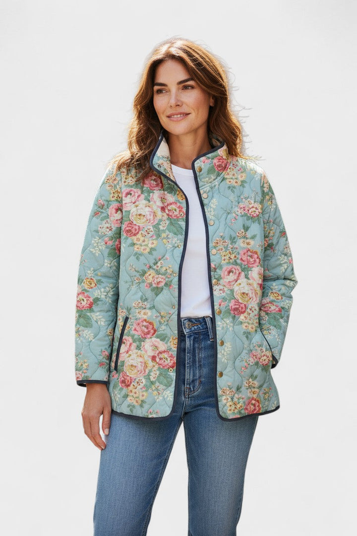 Nadja™ | Quilted Jacket with Roses on Mint