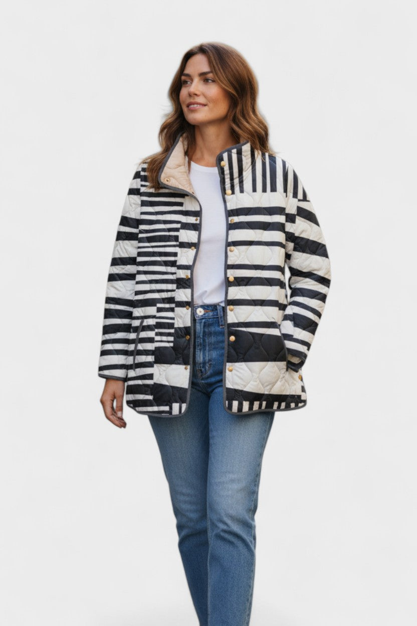 Ulla™ | Quilted Jacket in Mixed Stripes