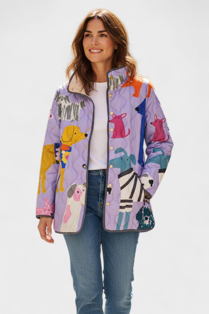 Ursel™ | Quilted Jacket with Dogs in Lilac