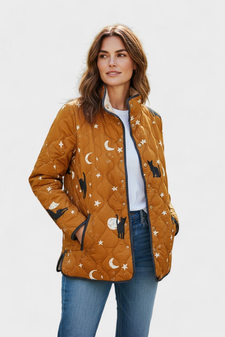 Wibke™ | Quilted Jacket with Cats and Moons