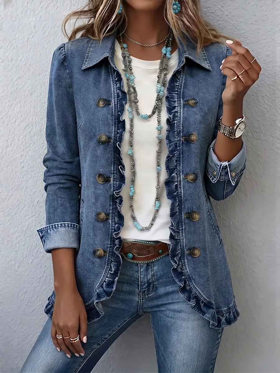 Dagmar™ | Blue Blazer with Ruffles