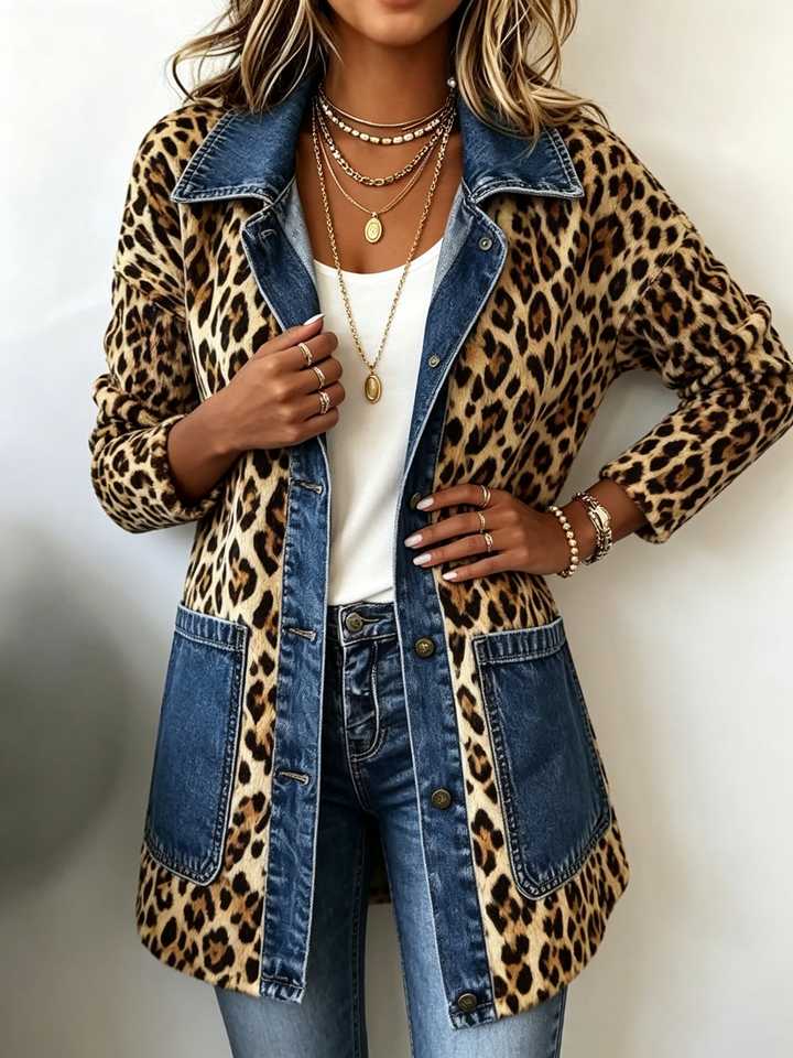 Regina™ | Long Jacket with Leopard Print