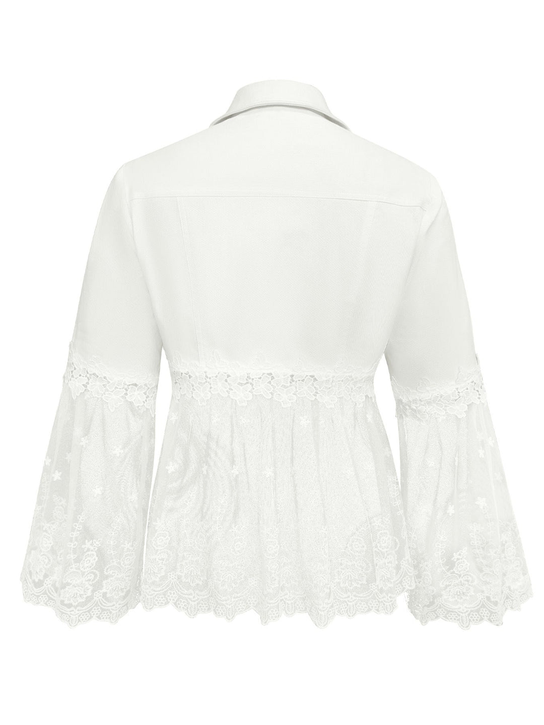Susanne™ | White Jacket with Openwork Flounce