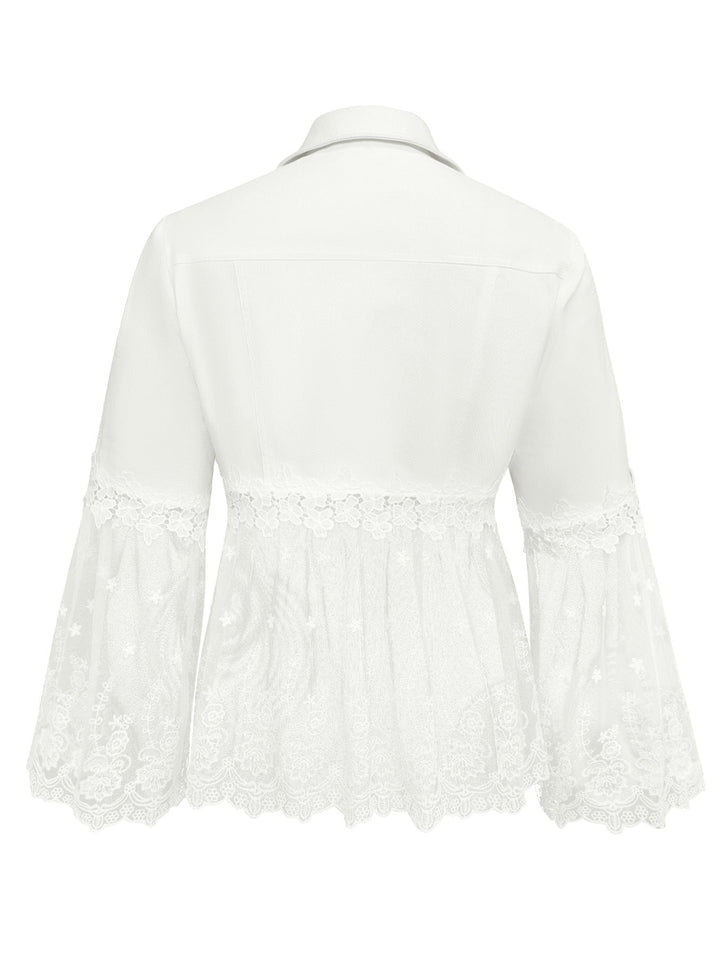 Susanne™ | White Jacket with Openwork Flounce