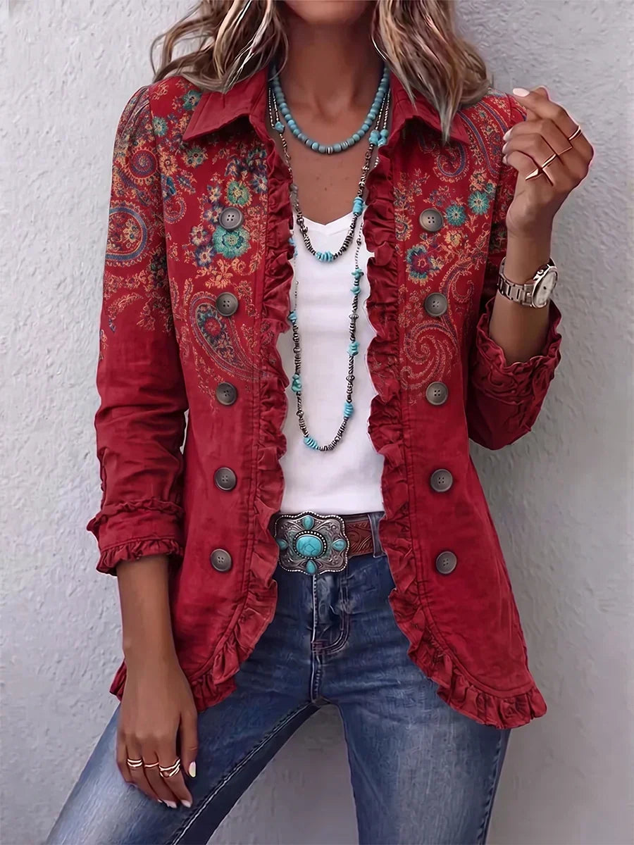 Birgit™ | Red Blazer with Paisley
