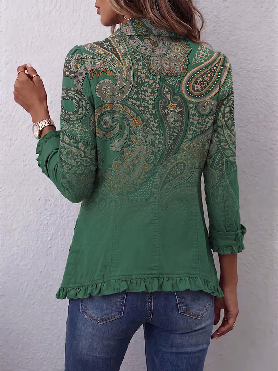 Marion™ | Green Blazer with Paisley